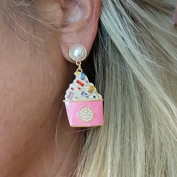 Sweet Treat Crystal Embellished Drop Earrings - Picture 3 of 7